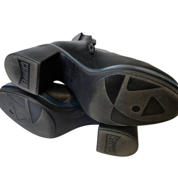 Camper black leather heeled booties.  Size 40(9). - Picture 5 of 6